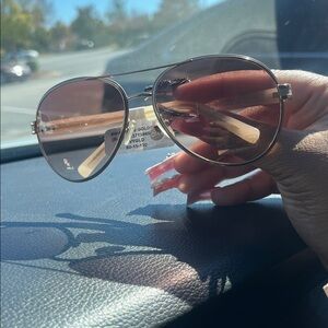Ray-Ban style Gold Aviator Sunglasses with Brown Lenses